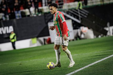 Leo Jaba, Liga Portekiz maçında CF Estrela Amadora ve Casa Pia AC arasında Estadio Jose Gomes, Amadora, Lizbon, Portekiz 'de oynanan maçta. (Maciej Rogowski)