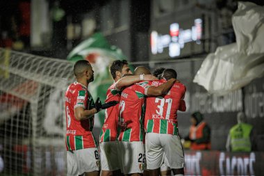 Kikas, Liga Portekiz 'de Estrela Amadora ile Casa Pia AC arasında oynanan 23 / 24 maçında attığı golü Estadio Jose Gomes, Amadora, Lizbon, Portekiz' de attığı golü kutluyor. (Maciej Rogowski)