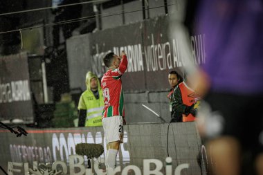 Kikas, Liga Portekiz 'de Estrela Amadora ile Casa Pia AC arasında oynanan 23 / 24 maçında attığı golü Estadio Jose Gomes, Amadora, Lizbon, Portekiz' de attığı golü kutluyor. (Maciej Rogowski)