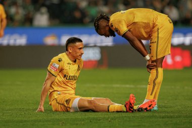 Rodrigo Abascal, Chidozie Awaziem Liga Portekiz maçı sırasında Sporting CP ve Boavista FC, Estadio Jose Alvalade, Lizbon, Portekiz arasında oynandı. (Maciej Rogowski)