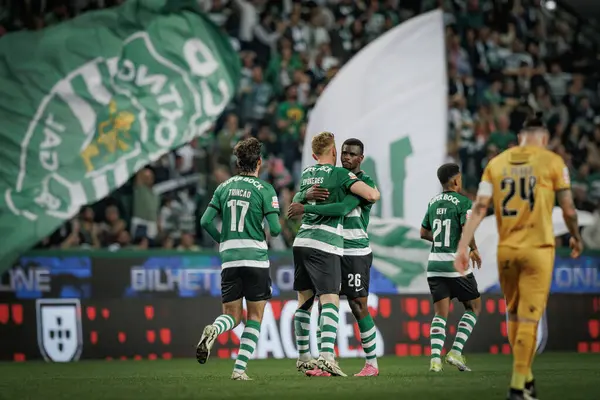 Stock image Viktor Gyokeres celebrates after scoring goal during Liga Portugal 23/24 game between Sporting CP and Boavista FC, Estadio Jose Alvalade, Lisbon, Portugal. (Maciej Rogowski)