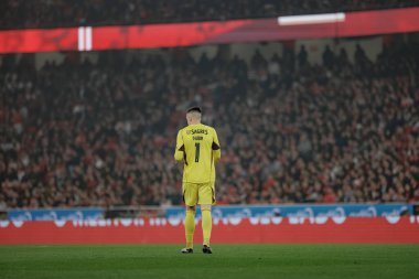 Portekiz 'in başkenti Lizbon' daki Estadio Da Luz 'da SL Benfica ile Sporting CP arasında oynanan ikinci yarı final maçında Anatoliy Trubin. (Maciej Rogowski)