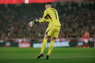 Portekiz 'in başkenti Lizbon' daki Estadio Da Luz 'da SL Benfica ile Sporting CP arasında oynanan ikinci yarı final maçında Anatoliy Trubin. (Maciej Rogowski)