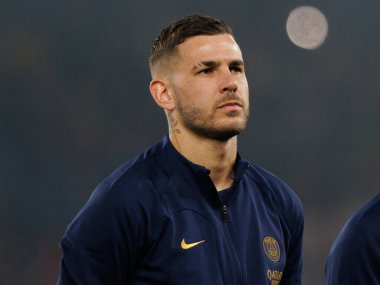 Lucas Hernandez UEFA Şampiyonlar Ligi çeyrek finalinde Paris Saint-Germain FC ve FC Barcelona arasında Parc des Princes, Paris, Fransa 'da (Maciej Rogowski)