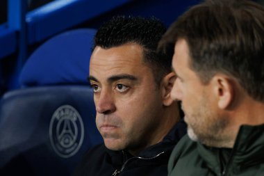 Xavi Hernandez UEFA Şampiyonlar Ligi çeyrek finalinde Paris Saint-Germain FC ve FC Barcelona arasında Parc des Princes, Paris, Fransa 'da (Maciej Rogowski)