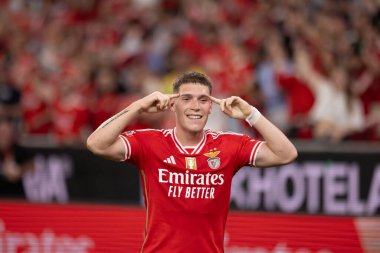 Benjamin Rollheiser, Portekiz 'deki Liga Portekiz maçında SL Benfica ve Moreirense FC arasında attığı golü kutlar. (Maciej Rogowski)