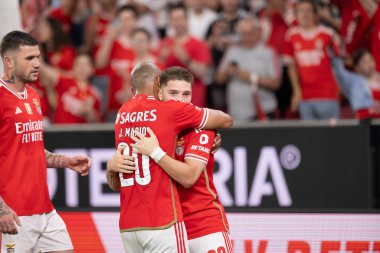 Benjamin Rollheiser, Portekiz 'deki Liga Portekiz maçında SL Benfica ve Moreirense FC arasında attığı golü kutlar. (Maciej Rogowski)