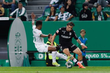 Cin Catamo, Jota Silva Liga Portekiz maçı sırasında Estadio Jose Alvalade, Lizbon 'da CP ve Vitoria SC arasında oynandı. (Maciej Rogowski)