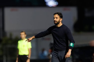 Liga Portekiz maçı sırasında Ruben Amorim Estadio Municipal de Famalicao, Vila Nova de Famalicao, Portekiz 'de FC Famalicao ile Sporting CP arasında oynadı. (Maciej Rogowski)