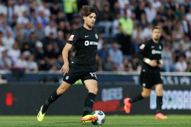 Daniel Braganca, Liga Portekiz maçı sırasında Estadio Municipal de Famalicao, Vila Nova de Famalicao, Portekiz 'deki FC Famalicao ve Sporting CP arasında oynanmıştır. (Maciej Rogowski)