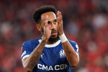 Pierre-Emerick Aubameyang UEFA Avrupa Ligi maçında SL Benfica ve Olympique de Marseille arasında Estadio Da Luz, Lizbon, Portekiz 'de oynandı. (Maciej Rogowski)