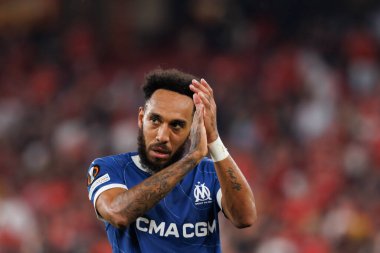 Pierre-Emerick Aubameyang UEFA Avrupa Ligi maçında SL Benfica ve Olympique de Marseille arasında Estadio Da Luz, Lizbon, Portekiz 'de oynandı. (Maciej Rogowski)