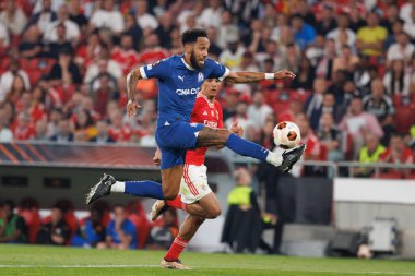 Pierre-Emerick Aubameyang UEFA Avrupa Ligi maçında SL Benfica ve Olympique de Marseille arasında Estadio Da Luz, Lizbon, Portekiz 'de oynandı. (Maciej Rogowski)