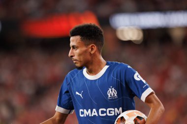 Iliman Ndiaye UEFA Avrupa Ligi maçında SL Benfica ve Olympique de Marseille arasında Estadio Da Luz, Lizbon, Portekiz 'de oynandı. (Maciej Rogowski)