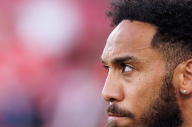 Pierre-Emerick Aubameyang UEFA Avrupa Ligi maçında SL Benfica ve Olympique de Marseille arasında Estadio Da Luz, Lizbon, Portekiz 'de oynandı. (Maciej Rogowski)