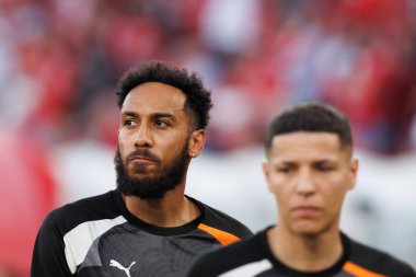 Pierre-Emerick Aubameyang UEFA Avrupa Ligi maçında SL Benfica ve Olympique de Marseille arasında Estadio Da Luz, Lizbon, Portekiz 'de oynandı. (Maciej Rogowski)