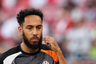 Pierre-Emerick Aubameyang UEFA Avrupa Ligi maçında SL Benfica ve Olympique de Marseille arasında Estadio Da Luz, Lizbon, Portekiz 'de oynandı. (Maciej Rogowski)