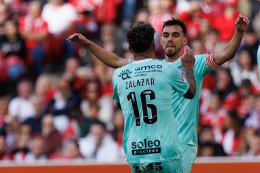 Braga 'nın oyuncuları, Portekiz' in Estadio Da Luz kentinde oynanan Liga Portekiz maçında Ricardo Horta 'nın attığı gol sonrasında SL Benfica ile SC Braga arasında oynanan maçı kutluyorlar. (Maciej Rogowski)