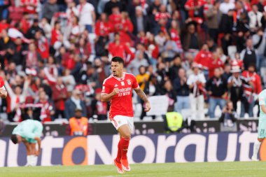 Portekiz 'in Lizbon şehrinde Estadio Da Luz' da oynayan SL Benfica ile SC Braga arasında oynanan Liga Portekiz maçında gol atan Marcos Leonardo. (Maciej Rogowski)