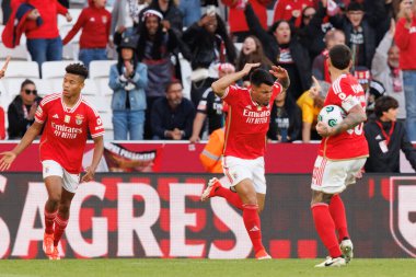 Portekiz 'in Lizbon şehrinde Estadio Da Luz' da oynayan SL Benfica ile SC Braga arasında oynanan Liga Portekiz maçında gol atan Marcos Leonardo. (Maciej Rogowski)