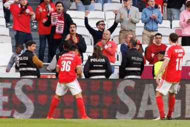 Portekiz 'in Lizbon şehrinde Estadio Da Luz' da oynayan SL Benfica ile SC Braga arasında oynanan Liga Portekiz maçında gol atan Marcos Leonardo. (Maciej Rogowski)