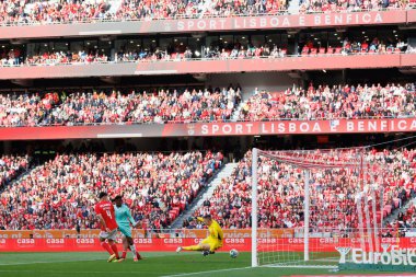 SL Benfica ve SC Braga arasında oynanan Liga Portekiz maçında Braga için Estadio Da Luz, Lizbon, Portekiz 'de gol. (Maciej Rogowski)