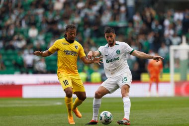 Hildeberto, Goncalo Inacio Liga Portekiz maçı sırasında Estadio Jose Alvalade, Lizbon, Portekiz 'de Sporting CP ve Portimonense SC arasında oynanmıştır. (Maciej Rogowski)