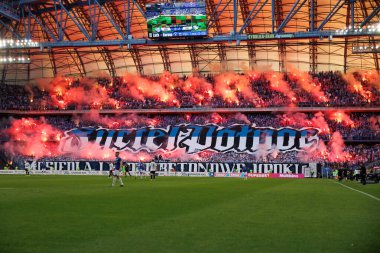 PKO BP Ekstraklasa maçında Lech Poznan ile Legia Warszawa arasında oynanan Enea Stadyumu 'nda Lech Poznan taraftarları (Maciej Rogowski)