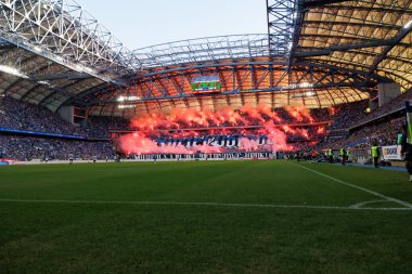 PKO BP Ekstraklasa maçında Lech Poznan ile Legia Warszawa arasında oynanan Enea Stadyumu 'nda Lech Poznan taraftarları (Maciej Rogowski)