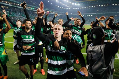 Portekiz 'deki Estadio Jose Alvalade, Lizbon' daki Liga Portekiz maçı sırasında Sporting oyuncuları ile GD Chaves arasında oynanan maç. (Maciej Rogowski)