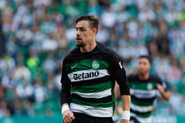 Liga Portekiz maçı sırasında Estadio Jose Alvalade, Lizbon, Portekiz 'de Spor CP ve GD Chaves arasında Sebastian Coates vardı. (Maciej Rogowski)