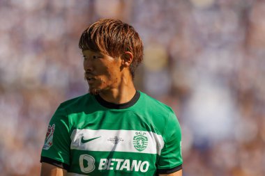 Portekiz 'in Lizbon şehrinde Estadio Nacional Jamor' da FC Porto ile Sporting CP (2: 1) arasında oynanan Taca de Portugal 2024 final maçında Hidemasa Morita (Sporting CP). (Maciej Rogowski)