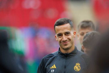 Lucas Vazquez UEFA Şampiyonlar Ligi 2024 final maçından önce Wembley Stadyumu, Londra 'da Borussia Dortmund ve Real Madrid arasında yapılan resmi antrenman sırasında (Maciej Rogowski)