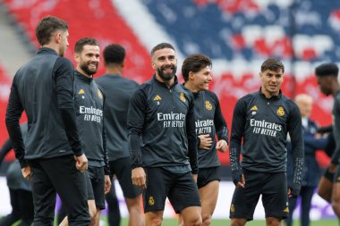 Dani Carvajal UEFA Şampiyonlar Ligi 2024 final maçından önce Wembley Stadyumu 'nda Borussia Dortmund ve Real Madrid arasında yapılan resmi antrenman sırasında (Maciej Rogowski)