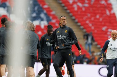 Ederson Militao UEFA Şampiyonlar Ligi 2024 final maçından önce Wembley Stadyumu 'nda Borussia Dortmund ve Real Madrid arasında yapılan resmi antrenman sırasında (Maciej Rogowski)
