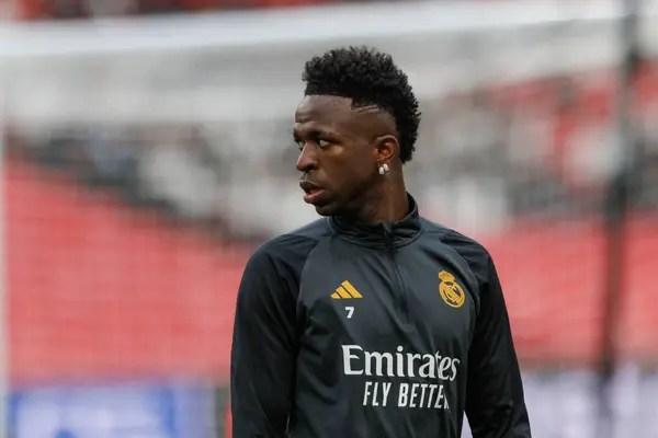 Vinicius Junior UEFA Şampiyonlar Ligi 2024 final maçı öncesinde Wembley Stadyumu, Londra 'da Borussia Dortmund ve Real Madrid arasında yapılan resmi antrenman sırasında (Maciej Rogowski)