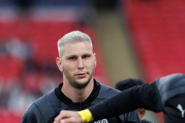 Niklas Sule, UEFA Şampiyonlar Ligi 2024 final maçı öncesinde Wembley Stadyumu 'nda Borussia Dortmund ve Real Madrid arasında yapılan resmi antrenman sırasında (Maciej Rogowski)