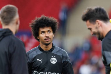 Karim Adeyemi, UEFA Şampiyonlar Ligi 2024 final maçı öncesinde Wembley Stadyumu 'nda Borussia Dortmund ve Real Madrid arasında yapılan resmi antrenman sırasında (Maciej Rogowski)