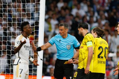 Vinicius Junior, Slavko Vinciç, Borussia Dortmund ile Real Madrid arasında oynanan Şampiyonlar Ligi 2024 final maçında Wembley Stadyumu, İngiltere (Maciej Rogowski))