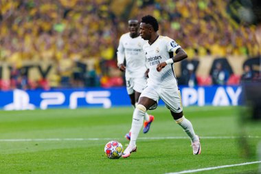 Wembley Stadyumu, Londra 'da Borussia Dortmund ve Real Madrid arasında oynanan 2024 Şampiyonlar Ligi final maçı sırasında Vinicius Junior (Maciej Rogowski))