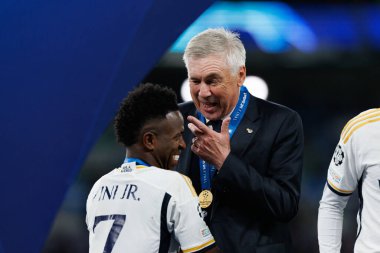 Borussia Dortmund ve Real Madrid (Maciej Rogowski) arasında oynanan 2024 Şampiyonlar Ligi final maçında Vinicius Junior, Carlo Ancelotti)
