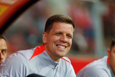 Polonya ve Ukrayna milli takımları arasında PGE Narodowy, Varşova, Polonya 'da oynanan dostça maç sırasında Wojciech Szczesny 