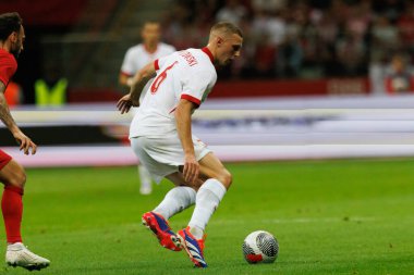 Polonya ve Türkiye milli takımları arasındaki PGE Narodowy, Varşova, Polonya (Maciej Rogowski) maçında Jakub Piotrowski)