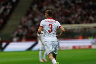 Polonya ve Türkiye milli takımları arasında PGE Narodowy, Varşova, Polonya 'da oynanan dostluk maçı sırasında Pawel Dawidowicz (Maciej Rogowski)