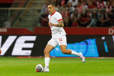 Polonya ve Türkiye milli takımları arasında PGE Narodowy, Varşova, Polonya 'da oynanan dostça maç sırasında Jakub Kiwior (Maciej Rogowski)