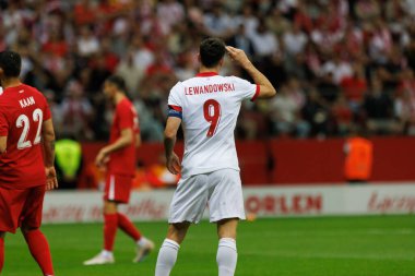 Polonya ve Türkiye milli takımları arasındaki PGE Narodowy, Varşova, Polonya (Maciej Rogowski) maçında Robert Lewandowski)