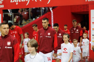 Polonya ve Türkiye milli takımları arasında PGE Narodowy, Varşova, Polonya 'da oynanan dostça maç sırasında Jakub Kiwior (Maciej Rogowski)