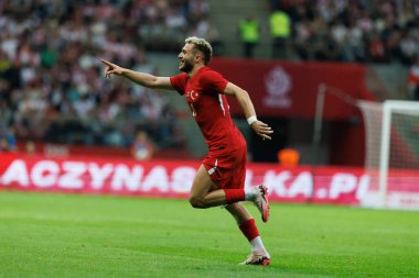 Polonya ve Türkiye milli takımları arasındaki PGE Narodowy, Varşova, Polonya (Maciej Rogowski) maçında attığı golü kutluyor)