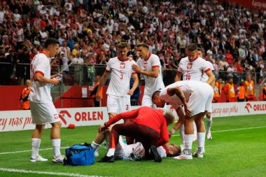 Polonya ve Türkiye milli takımları arasında oynanan PGE Narodowy, Varşova, Polonya (Maciej Rogowski) maçında attığı golle Karol Swiderski sakatlandı.)