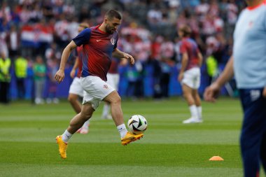 İspanya ve Hırvatistan milli takımları arasında Olympiastadion, Berlin, Almanya 'da oynanan UEFA Euro 2024 maçı sırasında Mateo Kovaciç (Maciej Rogowski)